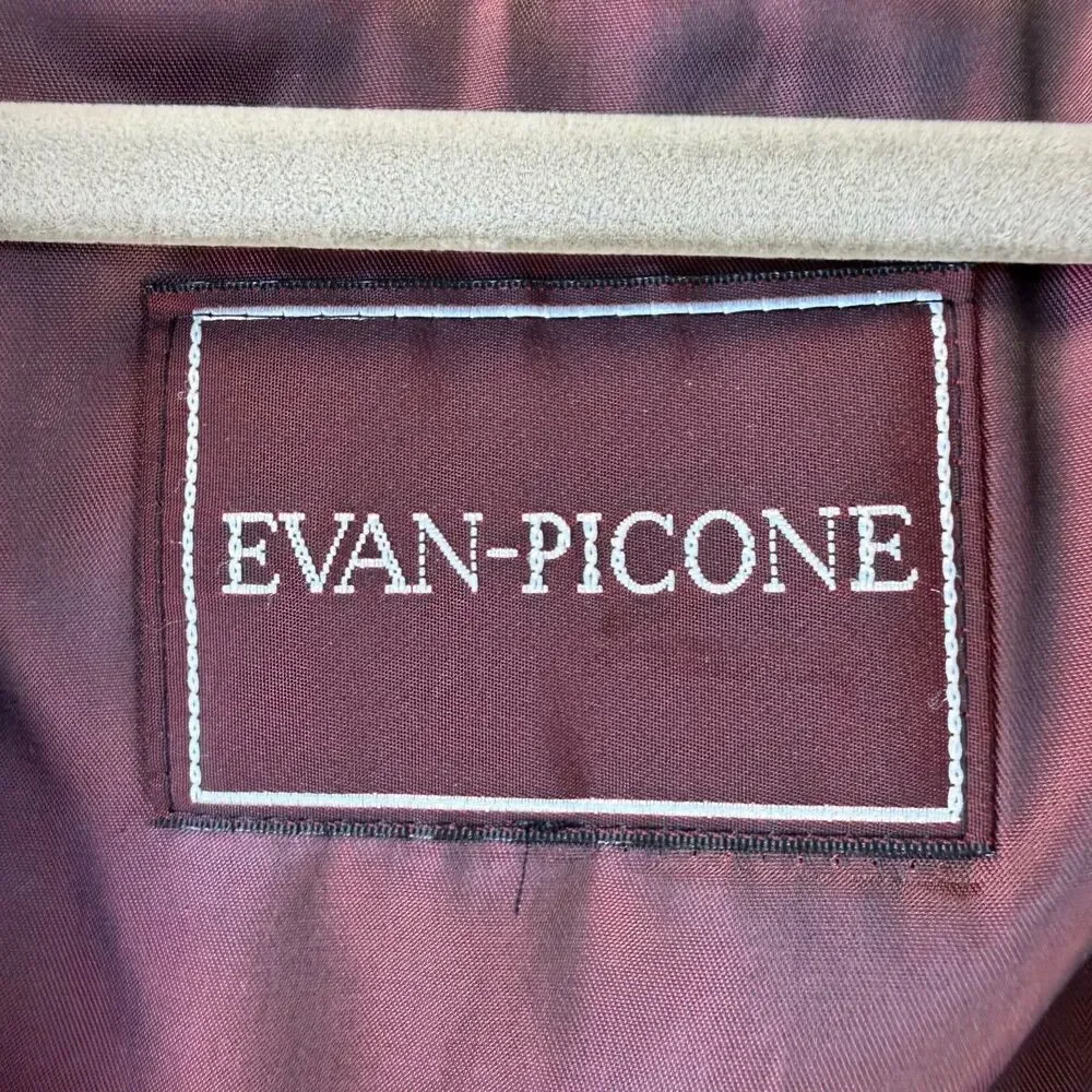 Vintage Evan Picone Trench Coat Fully Lined Men 46R Double Breasted Brown Wool